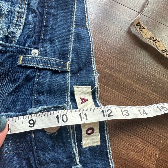 NWT AMO tomboy shorts in blue nile with distress jean shorts high rise denim 27 - Picture 8 of 9